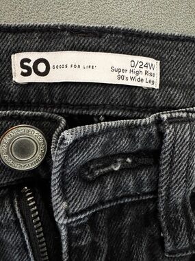 SO Super High Rise 90's Wide Leg Jeans - Washed Black